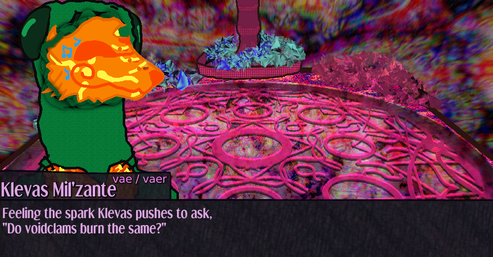 only the lowest valve opens, Feeling the spark Klevas pushes to ask,  Do voidclams burn the same? only the lowest valve opens, Feeling the spark Klevas pushes to ask,  Do voidclams burn the same?