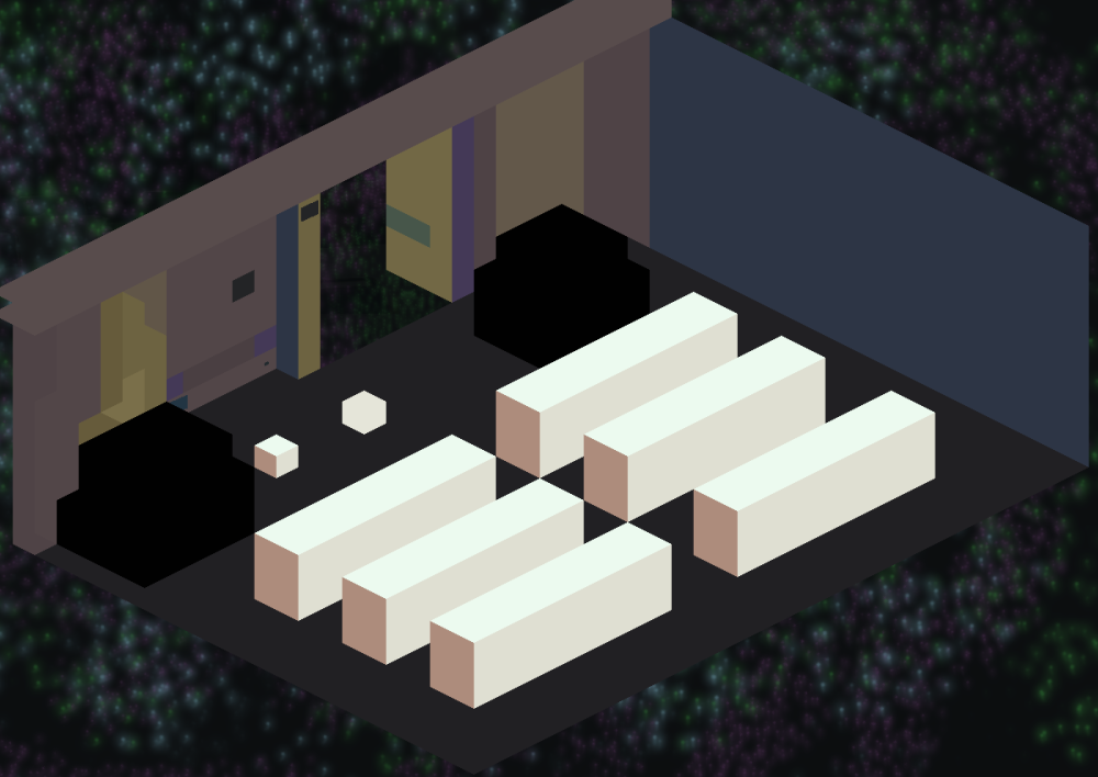 an isometric sketch of memory 2 unfolds within Klevas' mental interior